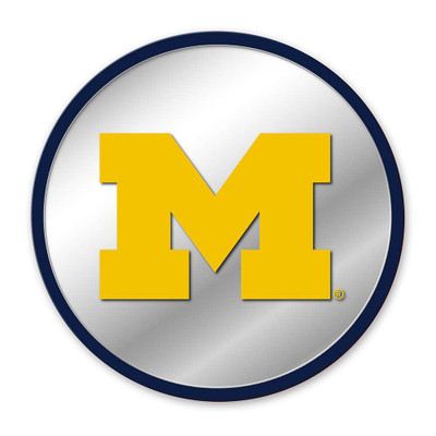 Michigan Wolverines Modern Disc Mirrored Wall Sign - Blue Frame | The Fan-Brand | NCMICH-235-01A