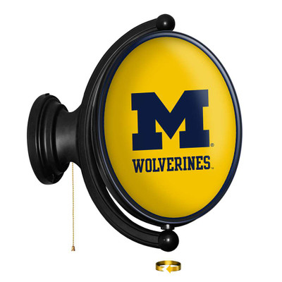 Michigan Wolverines Original Oval Rotating Lighted Wall Sign - Maize | The Fan-Brand | NCMICH-125-01A
