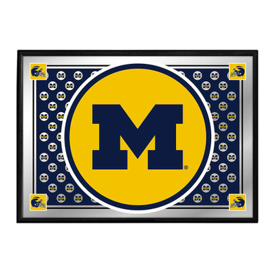 Michigan Wolverines Team Spirit - Framed Mirrored Wall Sign - Blue | The Fan-Brand | NCMICH-265-02B