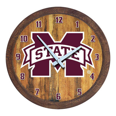 Mississippi State Bulldogs Faux Barrel Top Wall Clock | The Fan-Brand | NCMSST-560-01