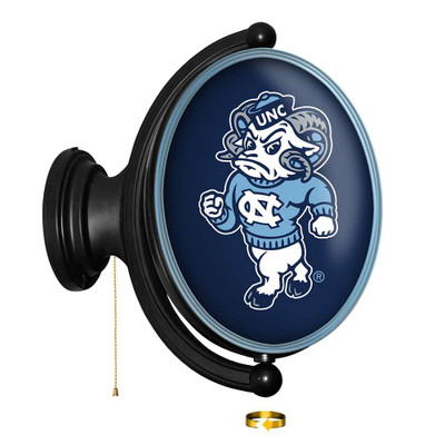 North Carolina Tar Heels Mascot - Original Oval Rotating Lighted Wall Sign - Navy | The Fan-Brand | NCNCTH-125-02C