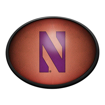 Northwestern Wildcats Pigskin - Oval Slimline Lighted Wall Sign | The Fan-Brand | NCNWWC-140-21