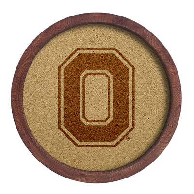 Ohio State Buckeyes Faux Barrel Framed Cork Board - Monochrome Logo | The Fan-Brand | NCOHST-632-02B