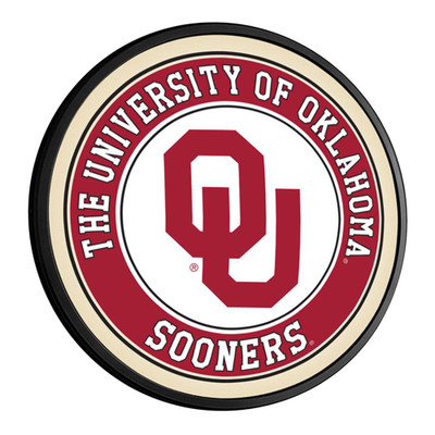 Oklahoma Sooners Round Slimline Lighted Wall Sign | The Fan-Brand | NCOKLA-130-01