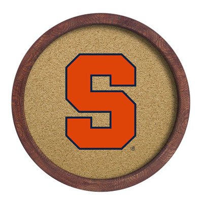 Syracuse Orange Logo - Faux Barrel Framed Cork Board | The Fan-Brand | NCSYRC-632-01