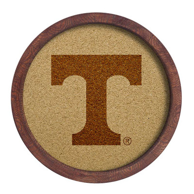 Tennessee Volunteers Faux Barrel Framed Cork Board - Monochrome Logo | The Fan-Brand | NCTENN-632-01B