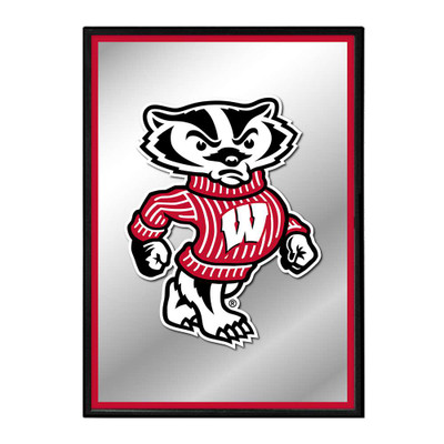 Wisconsin Badgers Mascot - Framed Mirrored Wall Sign | The Fan-Brand | NCWISB-275-01