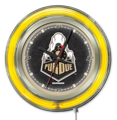 Purdue Boilermakers Double Neon Wall Clock | Holland Bar Stool Co. | Clk15Purdue