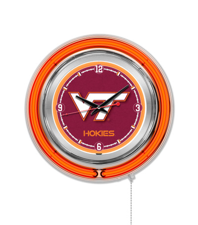 Virginia Tech Hokies Double Neon Wall Clock | Holland Bar Stool Co. | Clk15VATech