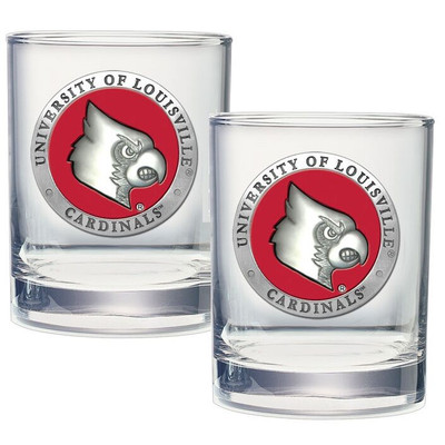 University Of Louisville Whiskey Glass Set (2 Low Ball Glasses) - Contains  Full Color Louisville Cardinals Logo & Campus Map - Cardinals Gift Idea for