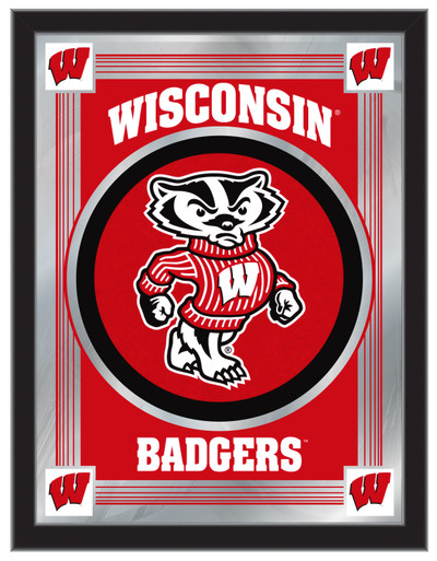 Wisconsin Badger- Badger Logo Wall Mirror | Holland Bar Stool Co. | MLogoWI-Bdg