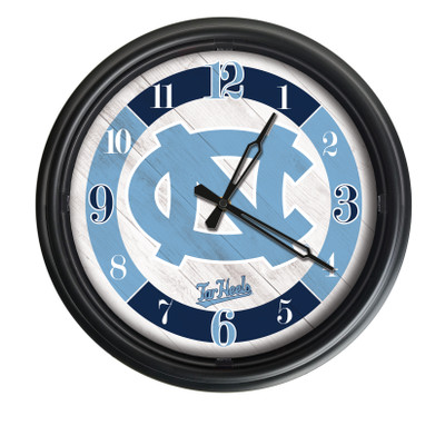 North Carolina Tar Heels Indoor/Outdoor LED Wall Clock | Holland Bar Stool Co. |ODClk14BK-08NorCar