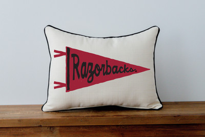 Arkansas Razorbacks Pennant Throw Pillow | Little Birdie | ARK0020AP