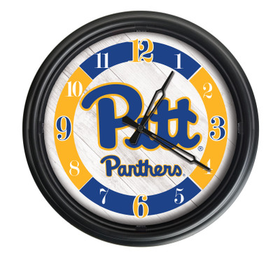 Pittsburgh Panthers Indoor/Outdoor LED Wall Clock  | Holland Bar Stool Co. | ODClk14BK-08Pittsb