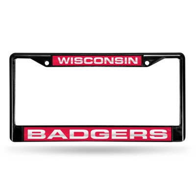 Wisconsin Badgers Black Laser Cut Chrome Frame | Rico Industries | FCLB450103