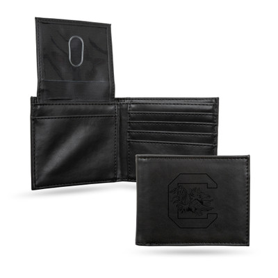 South Carolina Gamecocks Black Laser Engraved Bill-fold Wallet  | Rico Industries | LEBIL120101BK