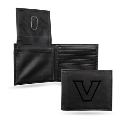 Vanderbilt Commodores Black Laser Engraved Bill-fold Wallet  | Rico Industries | LEBIL180302BK