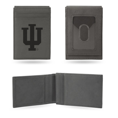 Indiana Hoosiers Gray Laser Engraved Front Pocket Wallet  | Rico Industries | LEFPW200102GY