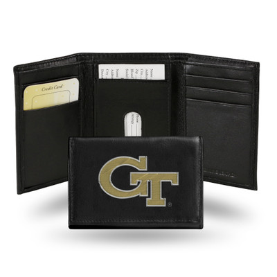 Georgia Tech Yellow Jackets Embroidered Genuine Leather Tri-fold Wallet  | Rico Industries | RTR110302