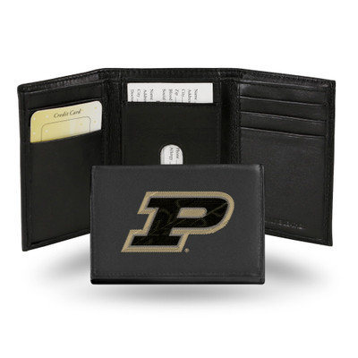 Purdue Boilermakers Embroidered Genuine Leather Tri-fold Wallet  | Rico Industries | RTR200203