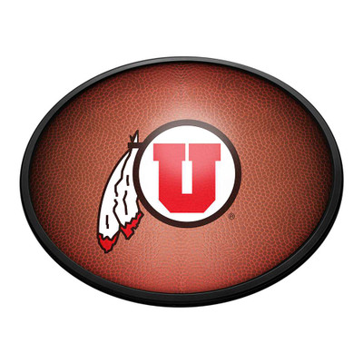 Utah Utes: Pigskin - Oval Slimline Lighted Wall Sign | The Fan-Brand | NCUTAH-140-21