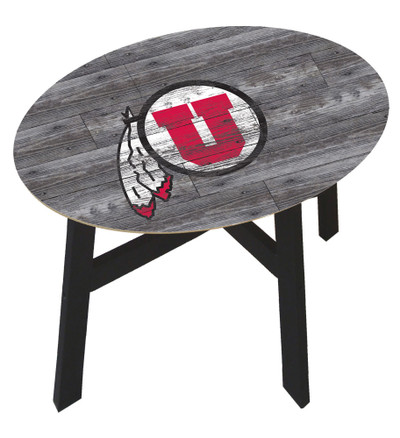 Utah Utes Distressed Wood Side Table |FAN CREATIONS | C0823-Utah