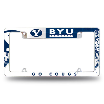 BYU Cougars Primary Chrome License Plate Frame | Rico Industries | AFC510201T
