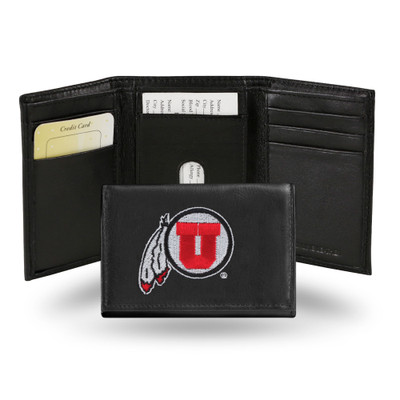 Utah Utes Embroidered Genuine Leather Tri-fold Wallet | Rico Industries | RTR530102
