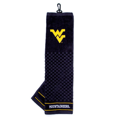 West Virginia Mountaineers 16" X 22" Tri-Fold Embroidered Scrubber Golf Towel| Team Golf |25610