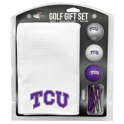 TCU Horned Frogs 16" X 40" Microfiber Towel Golf Gift Set - White| Team Golf |25325