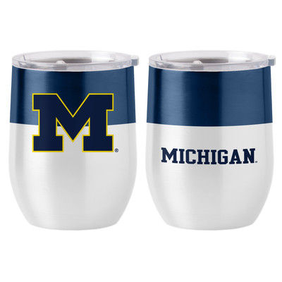 Michigan Wolverines 16oz Colorblock Curved Beverage Tumbler| Logo Brands |LGC171-S16CB-11