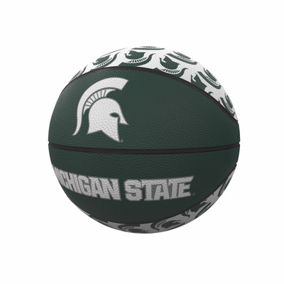 Michigan State Spartans Repeating Logo Mini-Size Rubber Basketball| Logo Brands |LGC172-91MR-1