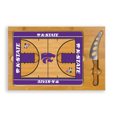 Kansas State Wildcats Icon Glass Top Cutting Board & Knife Set | Picnic Time | 910-00-505-255-0