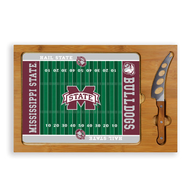 Mississippi State Bulldogs Icon Glass Top Cutting Board & Knife Set | Picnic Time | 910-00-505-384-0