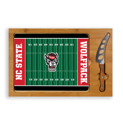 NC State Wolfpack Icon Glass Top Cutting Board & Knife Set | Picnic Time | 910-00-505-424-0