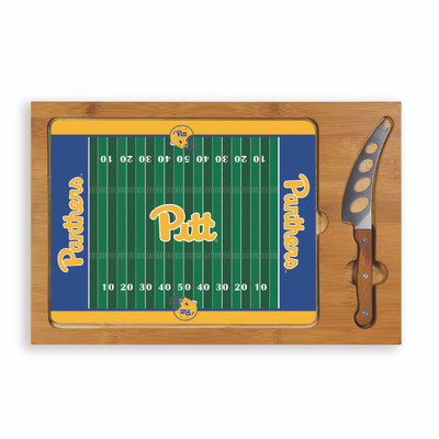 Pittsburgh Panthers Icon Glass Top Cutting Board & Knife Set | Picnic Time | 910-00-505-504-0