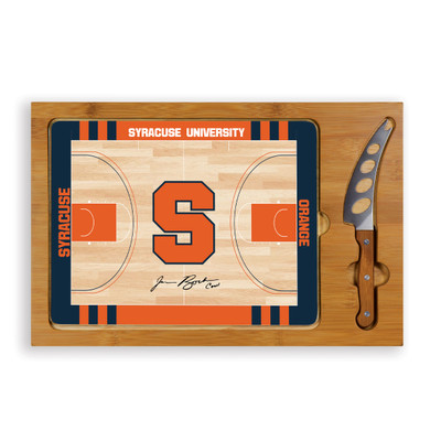 Syracuse Orange Icon Glass Top Cutting Board & Knife Set | Picnic Time | 910-00-505-545-0