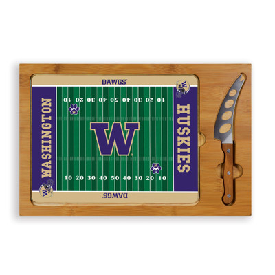 Washington Huskies Icon Glass Top Cutting Board & Knife Set | Picnic Time | 910-00-505-624-0