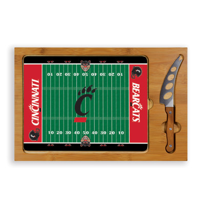 Cincinnati Bearcats Icon Glass Top Cutting Board & Knife Set | Picnic Time | 910-00-505-664-0