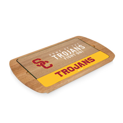 USC Trojans Billboard Glass Top Serving Tray | Picnic Time | 911-01-505-094-0