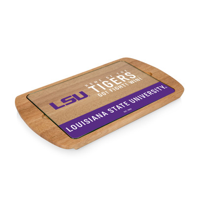 LSU Tigers Billboard Glass Top Serving Tray | Picnic Time | 911-01-505-294-0