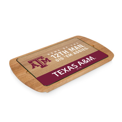 Texas A&M Aggies Billboard Glass Top Serving Tray | Picnic Time | 911-01-505-564-0