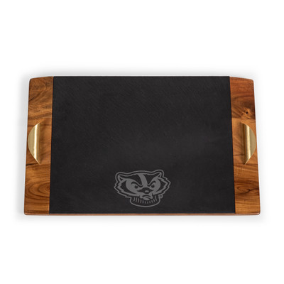 Wisconsin Badgers Covina Acacia and Slate Serving Tray | Picnic Time | 957-07-512-643-0