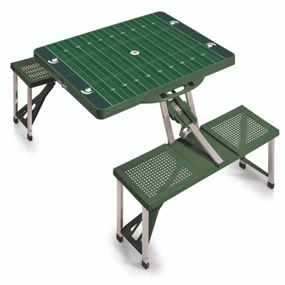 Michigan State Spartans Picnic Table Portable Folding Table with Seats | Picnic Time | 811-00-121-355-0