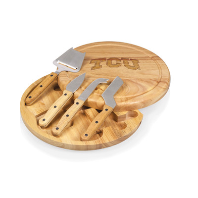 TCU Horned Frogs Circo Cheese Cutting Board & Tools Set | Picnic Time | 854-00-505-843-0