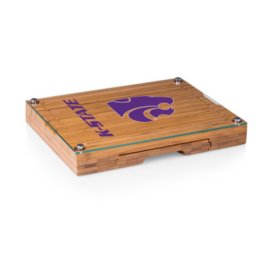 Kansas State Wildcats Concerto Glass Top Cheese Cutting Board & Tools Set | Picnic Time | 919-00-505-254-0