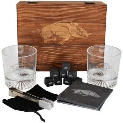 Arkansas Razorbacks Boxed Drinkware Set with Coasters | Memory Company | COL-ARK-3339C
