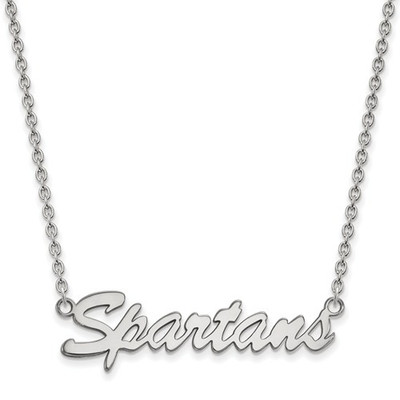 MSU Spartans Script Logo Sterling Silver Necklace | Logo Art | SS067MIS-18