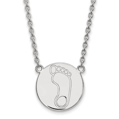 UNC Tar Heels Foot Silver Circle Pendant Necklace | Logo Art | SS050UNC-18