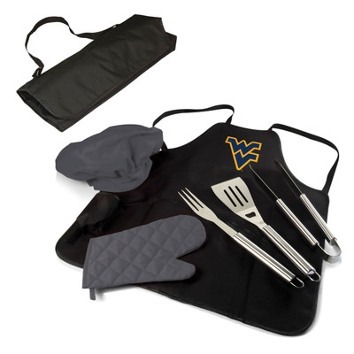 West Virginia Mountaineers BBQ Apron Tote Set | Picnic Time | 635-88-179-834-0